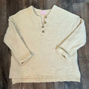 Pink Lily Teddy Bear Pullover Cream Size Medium